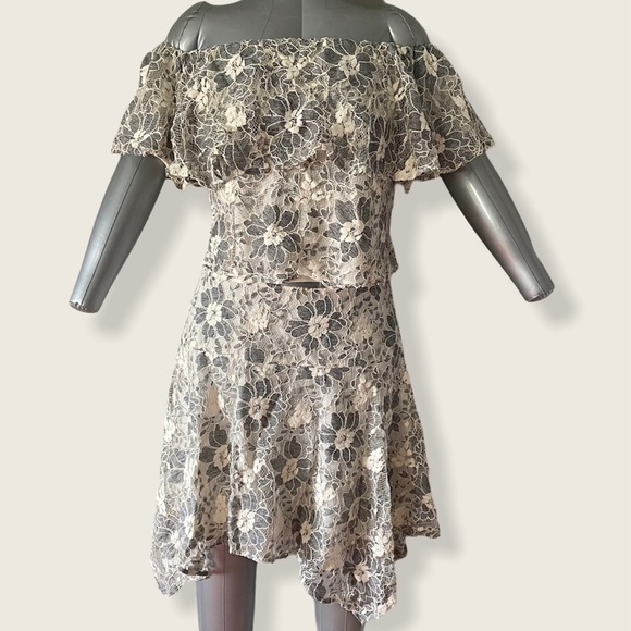 RACHEL ROY Skirt and Top Set Grey and Cream Lace - Picture 1 of 8